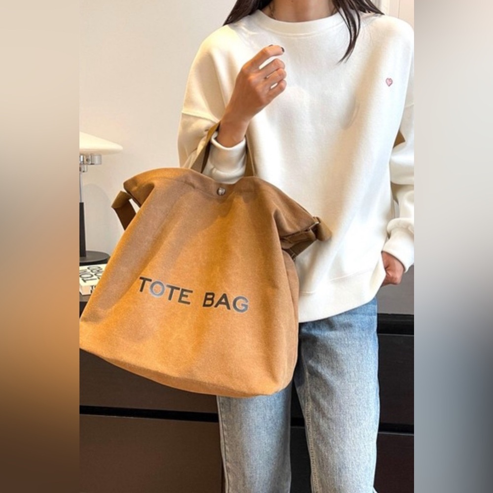 NWT Minimalist Large Capacity Canvas Shoulder Tote Bag - Picture 3 of 7